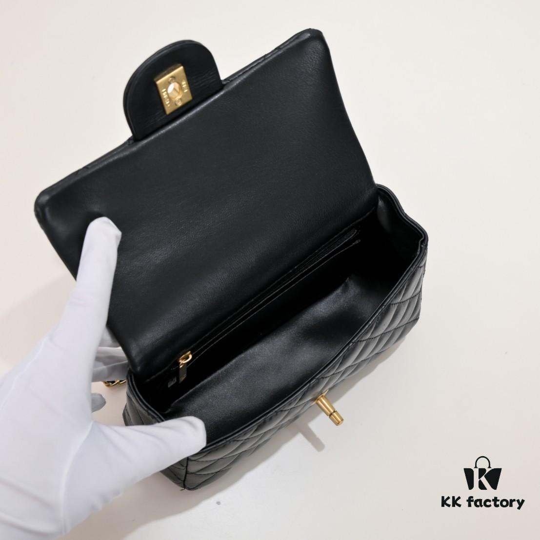69305620f09edb6de4c4f386 Chanel 22B Latest Mini CF Handle with Hardware Accents, New AS2431 Classic Quilted Flap Bag