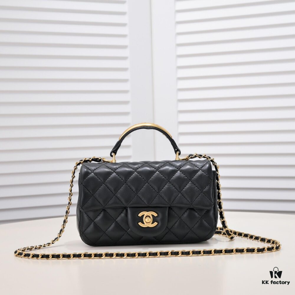 69305621f09edb6de4c4f387 Chanel 22B Latest Mini CF Handle with Hardware Accents, New AS2431 Classic Quilted Flap Bag