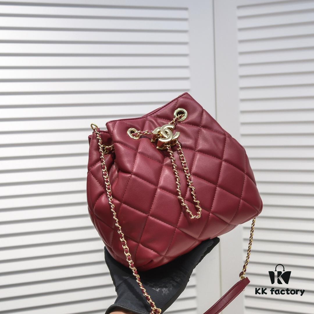 69305644f09edb6de4c4f3cf Large CHANEL 2020 New Arrival Double C Chain Drawstring Mini Bucket Bag