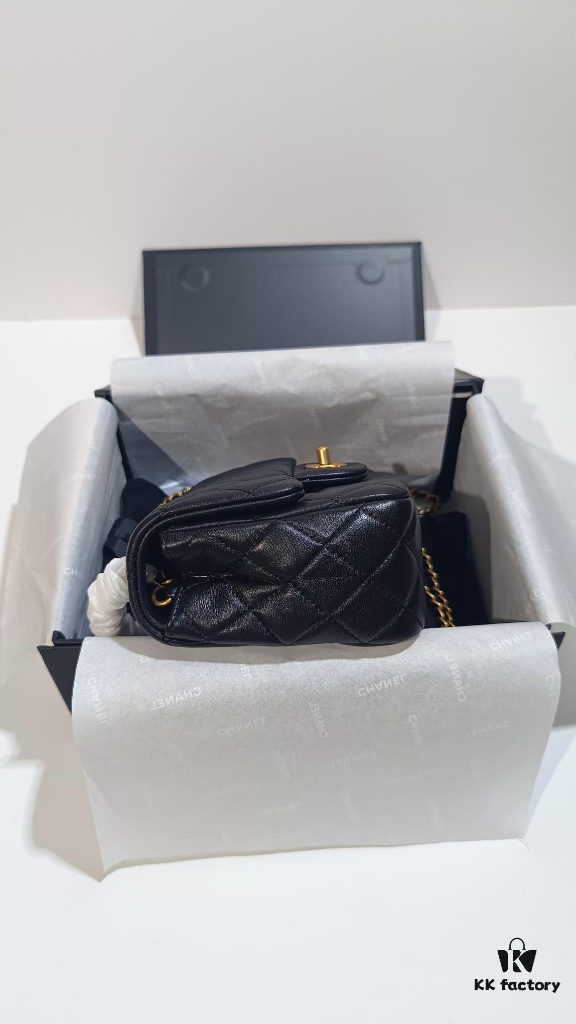693056acf09edb6de4c4f48e CHANEL France Boutique Collection Metal CF Bag with Golden Beads - Large and Small Sizes