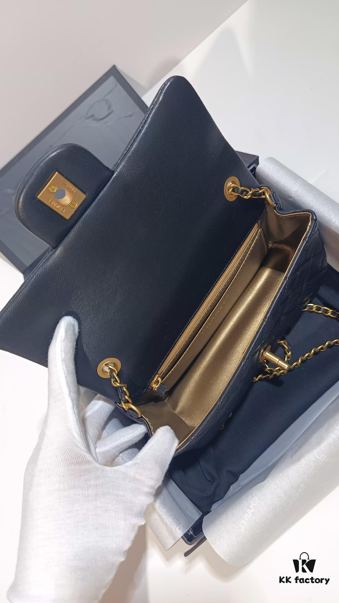 693056b7f09edb6de4c4f49c CHANEL France Handcrafted Luxury Metal CF Bag with Golden Beads - Large and Small Sizes Available