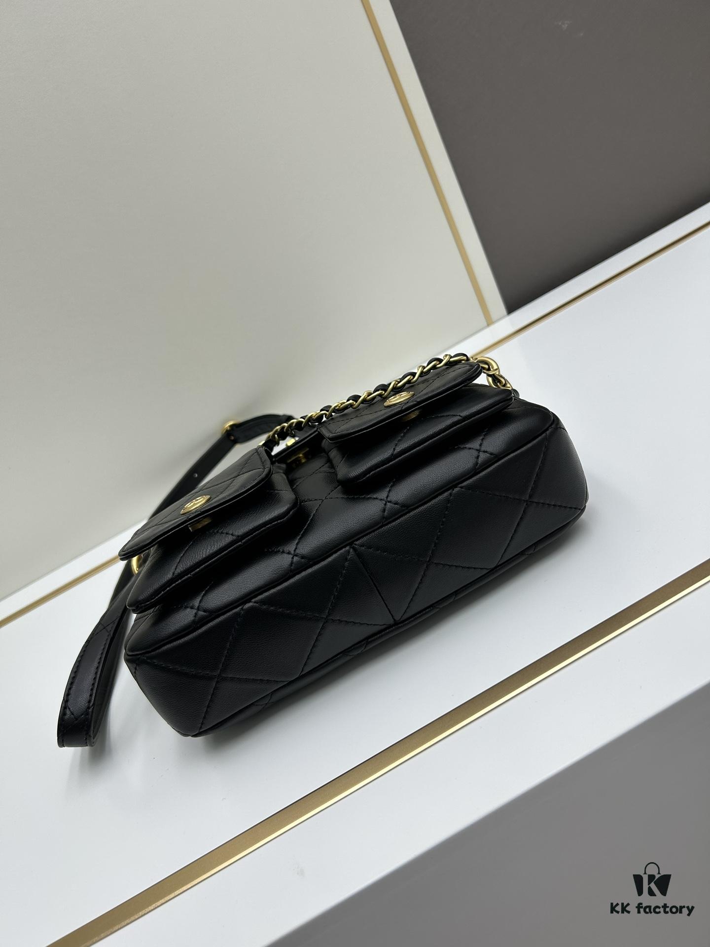 69305706f09edb6de4c4f4ef Upgraded Lamb Skin 24P 👑 Chanel 24P This Season's Dark Horse Hobo Hippie Bag