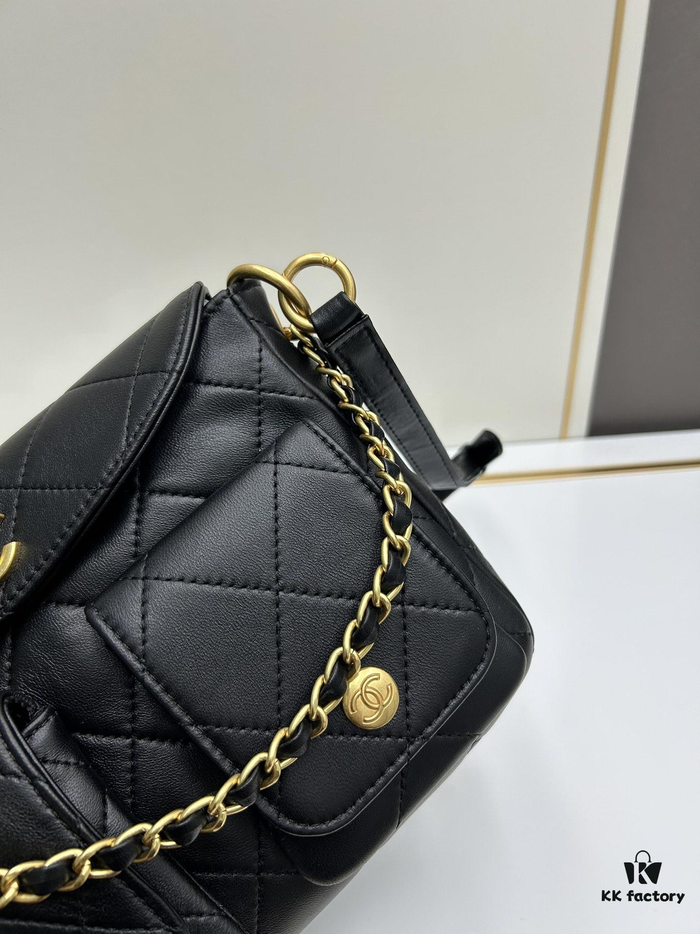 69305706f09edb6de4c4f4f0 Upgraded Lamb Skin 24P 👑 Chanel 24P This Season's Dark Horse Hobo Hippie Bag