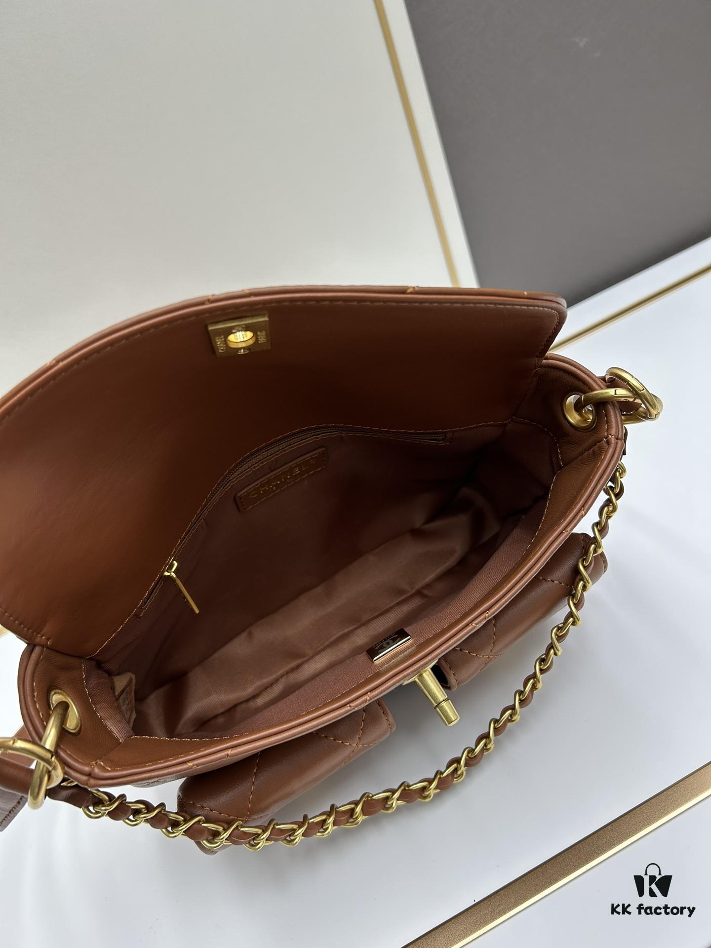 6930570df09edb6de4c4f4f9 Upgraded Lamb Skin 24P 👑 Chanel 24P This Season's Dark Horse Hobo Hippie Bag