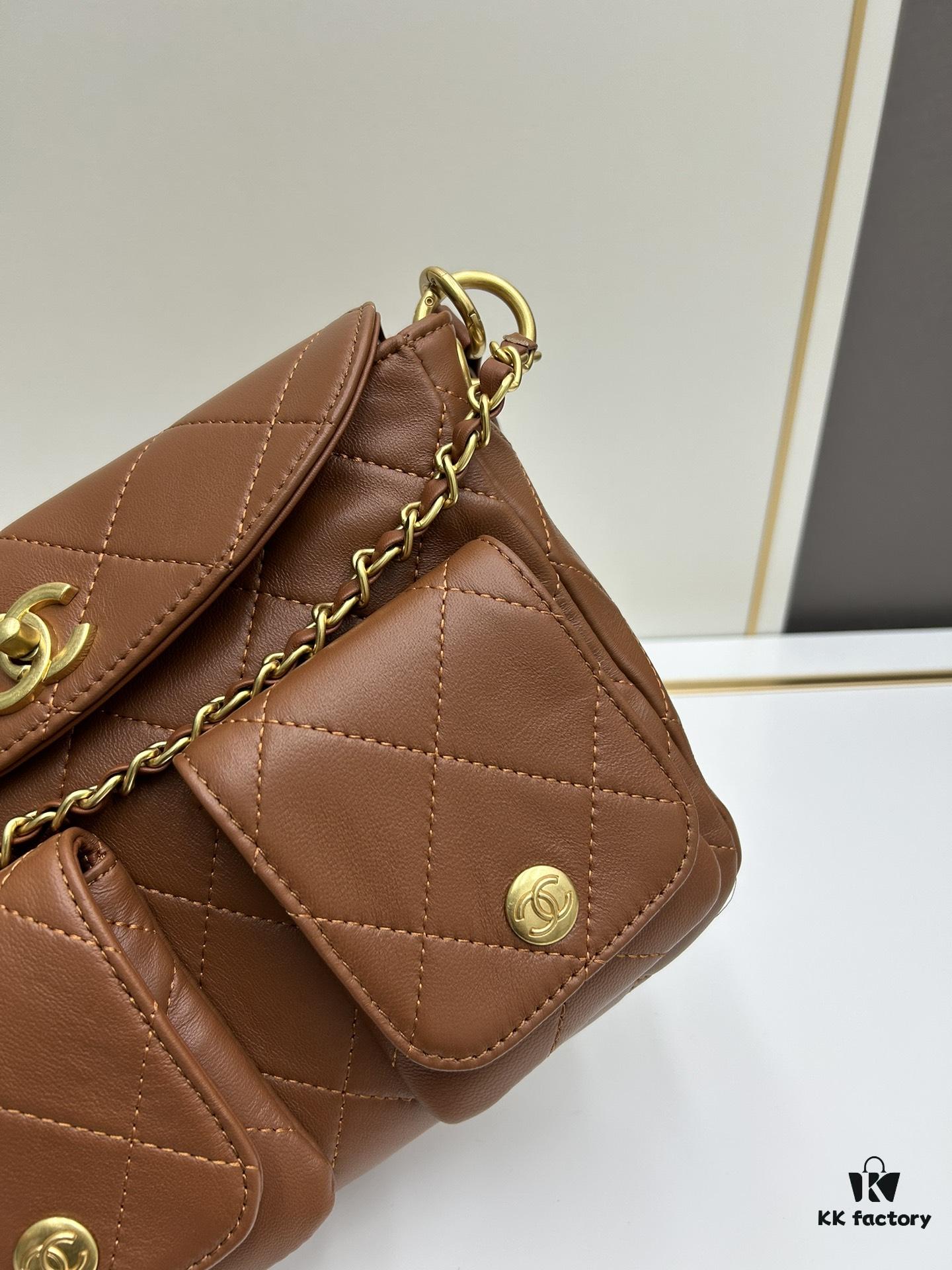 6930570df09edb6de4c4f4fa Upgraded Lamb Skin 24P 👑 Chanel 24P This Season's Dark Horse Hobo Hippie Bag