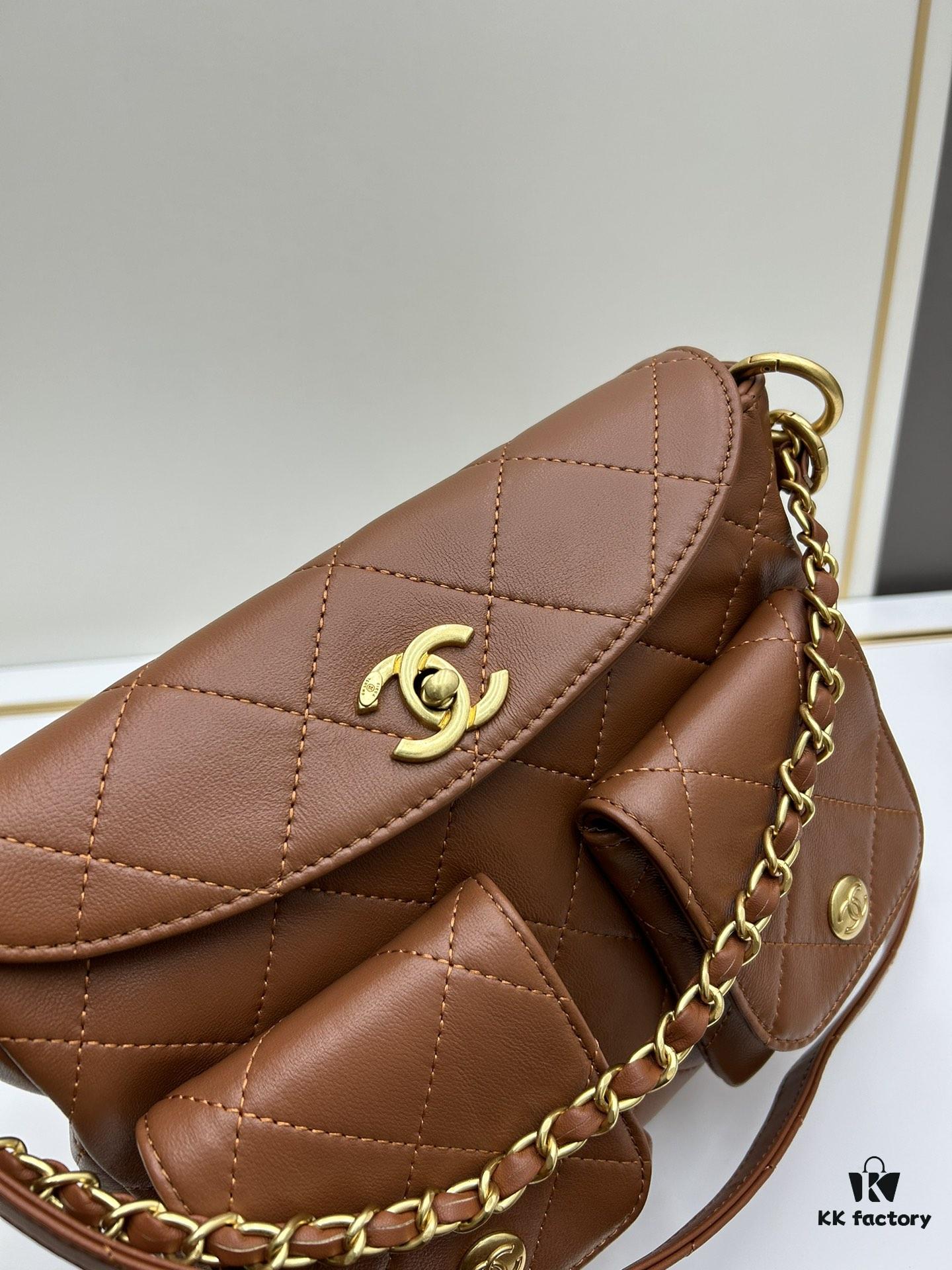 6930570ef09edb6de4c4f4fb Upgraded Lamb Skin 24P 👑 Chanel 24P This Season's Dark Horse Hobo Hippie Bag