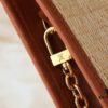 693057f1f09edb6de4c4f64a Upgraded Original M81366 Black and Caramel Chain Wash Bag Made from Natural Raffia with Black Leather Trim and Circle Logo
