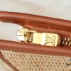 693057f2f09edb6de4c4f64c Upgraded Original M81366 Black and Caramel Chain Wash Bag Made from Natural Raffia with Black Leather Trim and Circle Logo