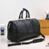 693057f4f09edb6de4c4f650 N44810 45532 Upgraded Version 45cm Imported Full-Grain Leather Black Embossed Large Flower Travel Bag N41416 45532