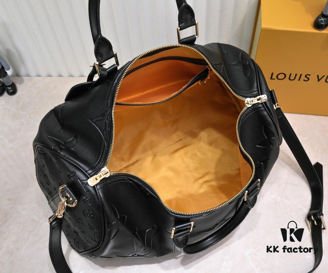 693057f7f09edb6de4c4f654 N44810 45532 Upgraded Version 45cm Imported Full-Grain Leather Black Embossed Large Flower Travel Bag N41416 45532