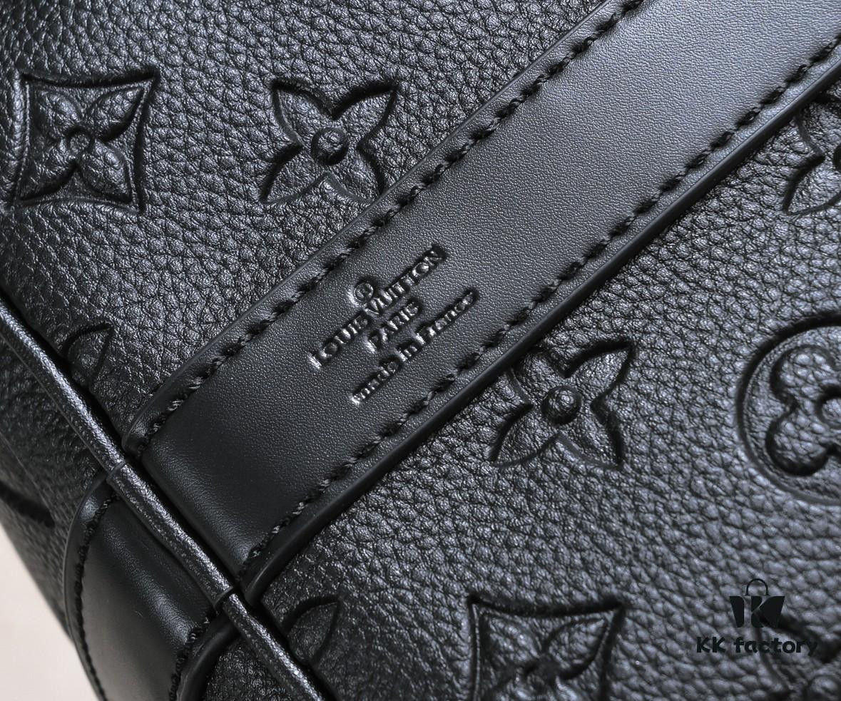 693057f7f09edb6de4c4f655 N44810 45532 Upgraded Version 45cm Imported Full-Grain Leather Black Embossed Large Flower Travel Bag N41416 45532