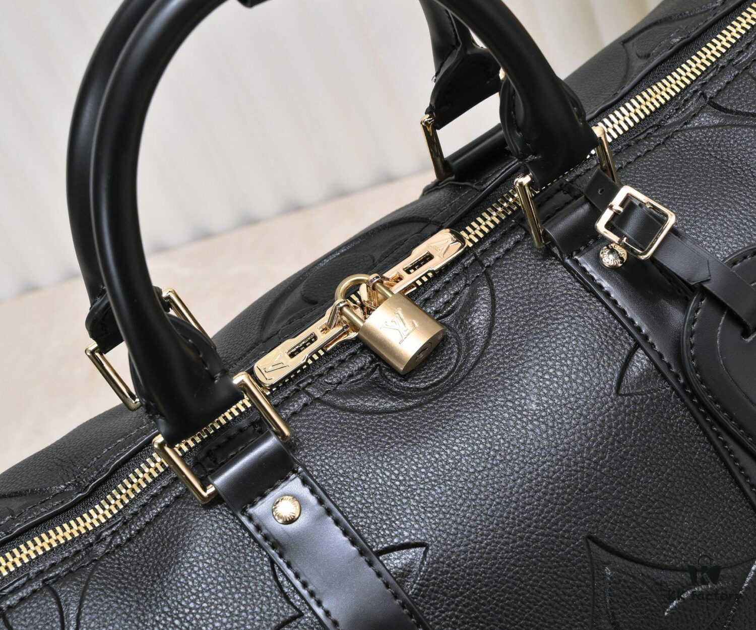 693057f7f09edb6de4c4f656 N44810 45532 Upgraded Version 45cm Imported Full-Grain Leather Black Embossed Large Flower Travel Bag N41416 45532
