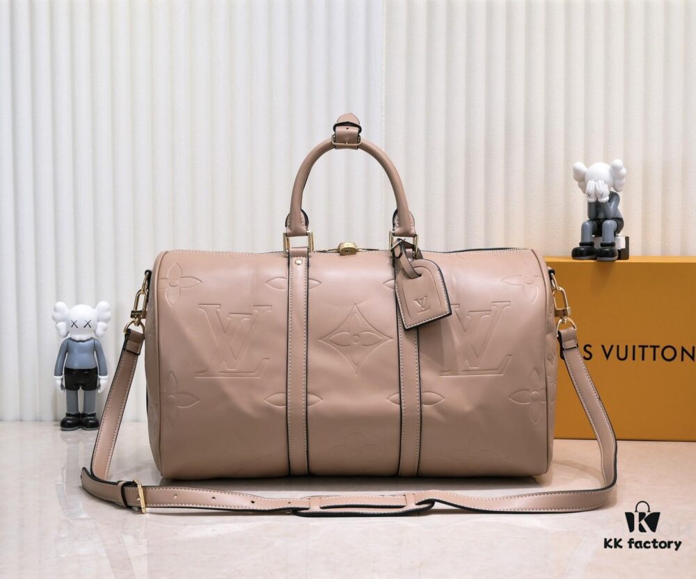693057faf09edb6de4c4f658 N44810 45532 Upgraded Version 45cm Imported Full-Grain Leather Black Embossed Large Flower Travel Bag N41416 45532
