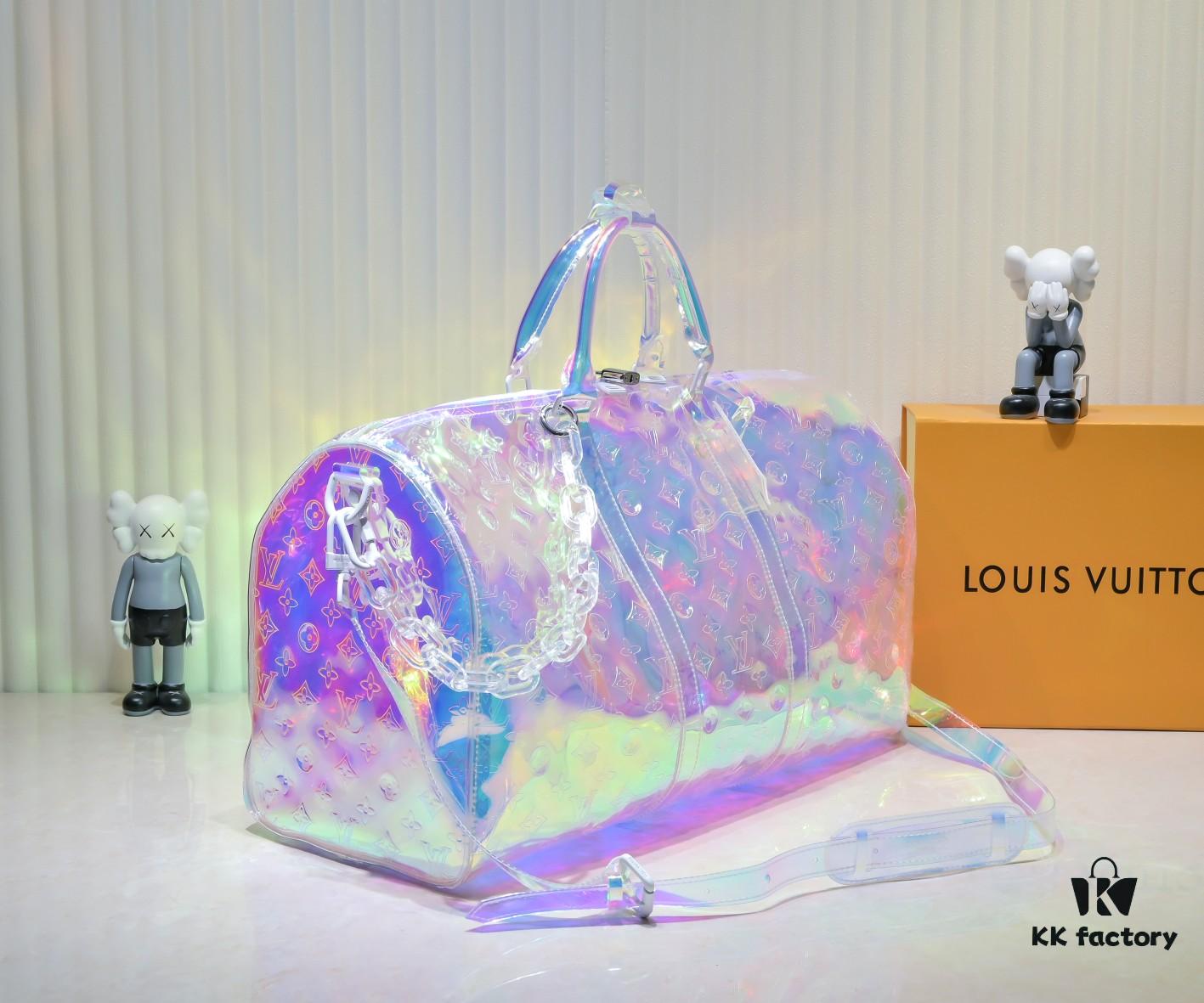 69305879f09edb6de4c4f737 Exclusive Real-shot - Upgraded Version‼️ High-end Quality M53271 41416 KEEPALL 50 Transparent Rainbow Travel Bag (with Shoulder Strap)