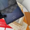 Top-Grade Original 💎 [Real Photo, Personal Background] N63144 Black Grid with Deep Blue, LV Stripe Patterned Epi Leather & Damier Graphite Canvas Pocket Wallet