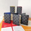 Top-Grade Original 💎 [Real Photo, Personal Background] N63144 Black Grid with Deep Blue, LV Stripe Patterned Epi Leather & Damier Graphite Canvas Pocket Wallet