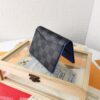 Top Quality Original 💎 [Real Photo, Personal Background] N63144 Black Grid with Blue - Stylish Pocket Wallet Combining Damier Graphite Canvas and Epi Leather