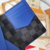Top Quality Original 💎 [Real Photo, Personal Background] N63144 Black Grid with Blue - Stylish Pocket Wallet Combining Damier Graphite Canvas and Epi Leather