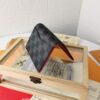 Top Quality Original 💎 [Photographed with Personal Background] N63144 Black Grid with Red, This Wallet Combines the Elegance of Damier Graphite Canvas and the Fine Texture of Epi Leather, Featuring Stripes Adorned with Louis Vuitton Signature Details