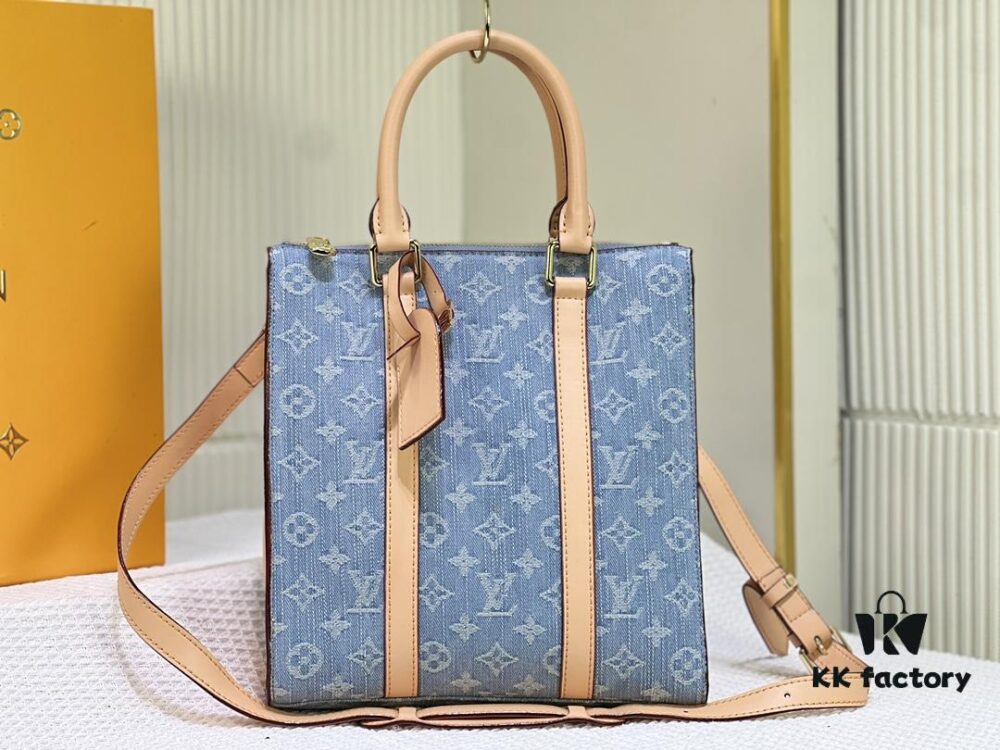 693059abf09edb6de4c4f91f M46098 M59960 Light Blue Denim Sac Plat Cross Bag