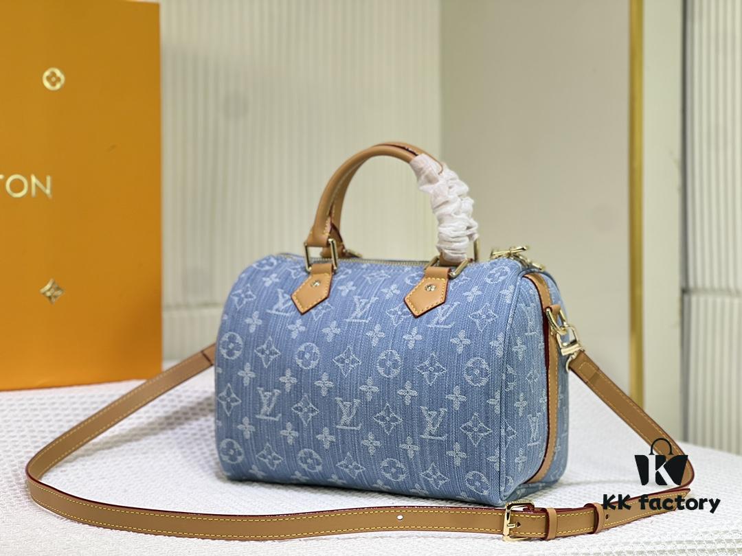 693059dcf09edb6de4c4f977 LV SPEEDY 25 Handbag in Light Blue Denim M11213 M40391 M40392