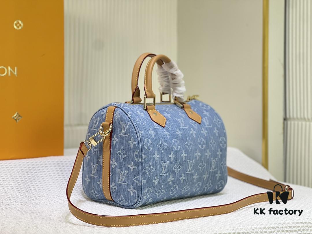693059ddf09edb6de4c4f979 LV SPEEDY 25 Handbag in Light Blue Denim M11213 M40391 M40392