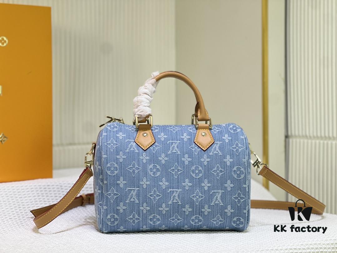 693059dff09edb6de4c4f97b LV SPEEDY 25 Handbag in Light Blue Denim M11213 M40391 M40392