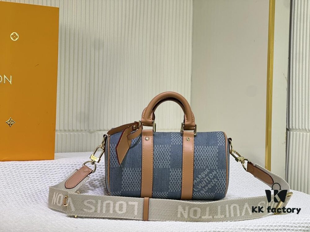 M46271 M22762 Checkered Denim Keepall 25 Bag