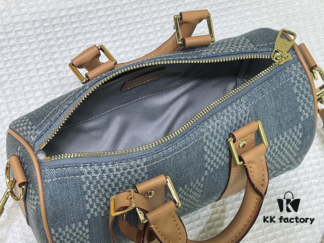 M46271 M22762 Checkered Denim Keepall 25 Bag