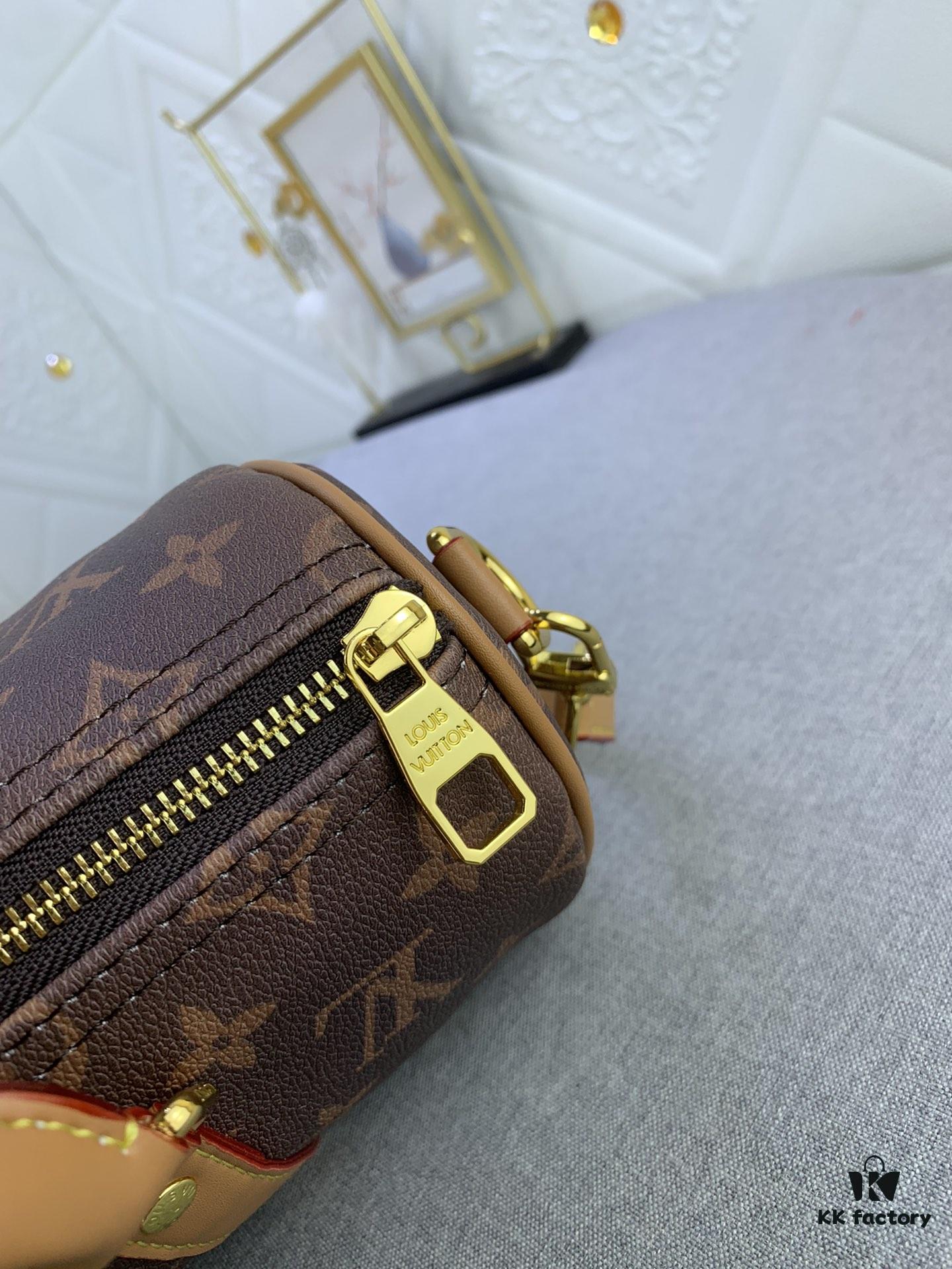 69305a58f09edb6de4c4fa35 Upgraded Original M46271 Black Flower Orange Chain, Denim Blue, M31044 Orange, M11542 Monogram, M24849 Multicolored Daisy - Keepall 25 Bag in Reversed Monogram Eclipse Denim Canvas