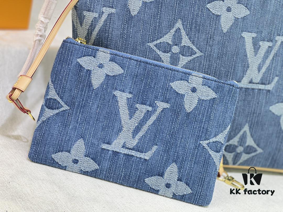 69305a98f09edb6de4c4fa94 Upgraded Original M40995 Medium Denim Jacquard Shopping Tote Bag 💋💋 Louis Vuitton New Neverfull, A Fresh Interpretation of the Iconic Handbag Exploring Refined Interior Details