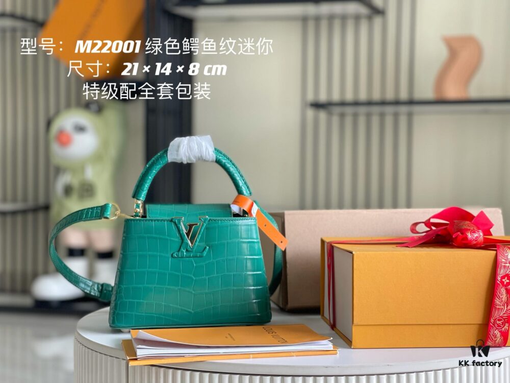 69305aa4f09edb6de4c4faa6 Capucines Mini Bag in Crocodile-Embossed Leather with Gold-Tone Hardware