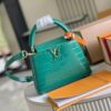 Capucines Mini Bag in Crocodile-Embossed Leather with Gold-Tone Hardware