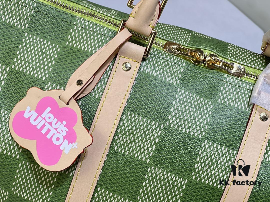 69305abcf09edb6de4c4fad1 Color-Changing Leather Version 🔥 M40667 M41416 Keepall Bandoulière 50 Travel Bag in Damier Golf Coated Canvas