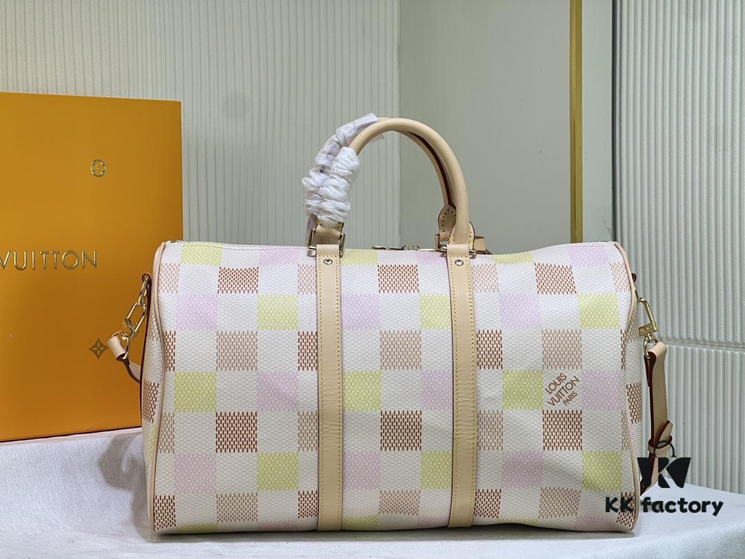 69305abff09edb6de4c4fad4 Color-Changing Leather Version 🔥 M40667 M41416 Keepall Bandoulière 50 Travel Bag in Damier Golf Coated Canvas