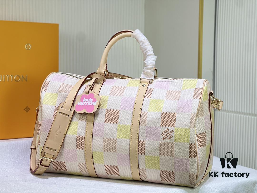 69305abff09edb6de4c4fad5 Color-Changing Leather Version 🔥 M40667 M41416 Keepall Bandoulière 50 Travel Bag in Damier Golf Coated Canvas