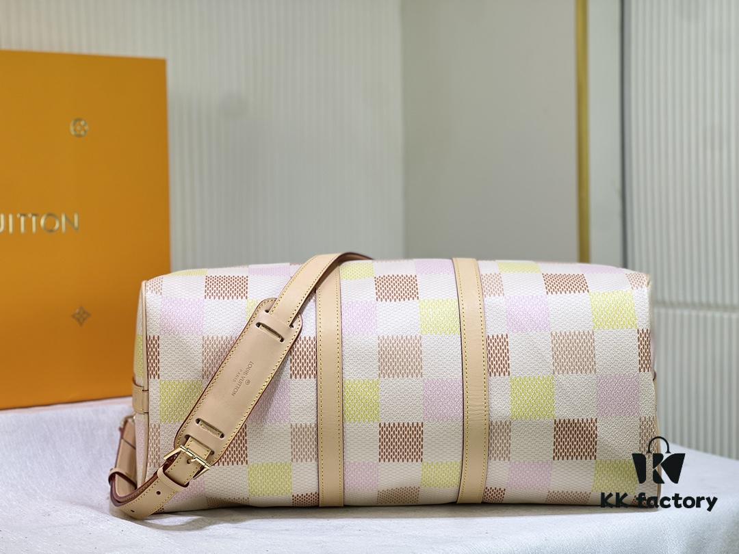 69305abff09edb6de4c4fad6 Color-Changing Leather Version 🔥 M40667 M41416 Keepall Bandoulière 50 Travel Bag in Damier Golf Coated Canvas