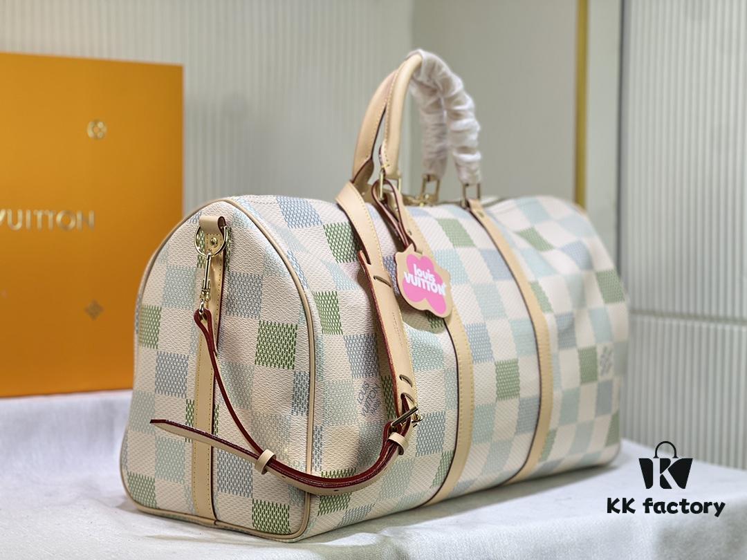 69305ac3f09edb6de4c4fadd Color-Changing Leather Version🔥M40667 M41416 Keepall Bandoulière 50 Travel Bag in Damier Golf Coated Canvas