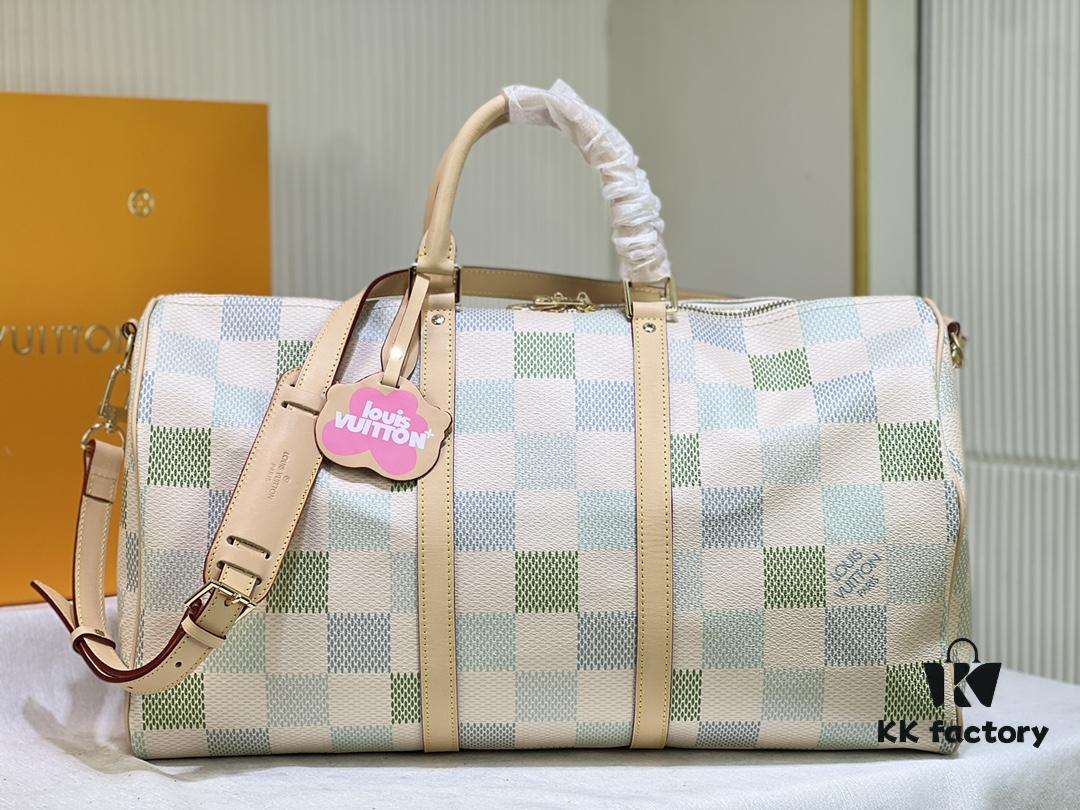 69305ac3f09edb6de4c4fade Color-Changing Leather Version🔥M40667 M41416 Keepall Bandoulière 50 Travel Bag in Damier Golf Coated Canvas