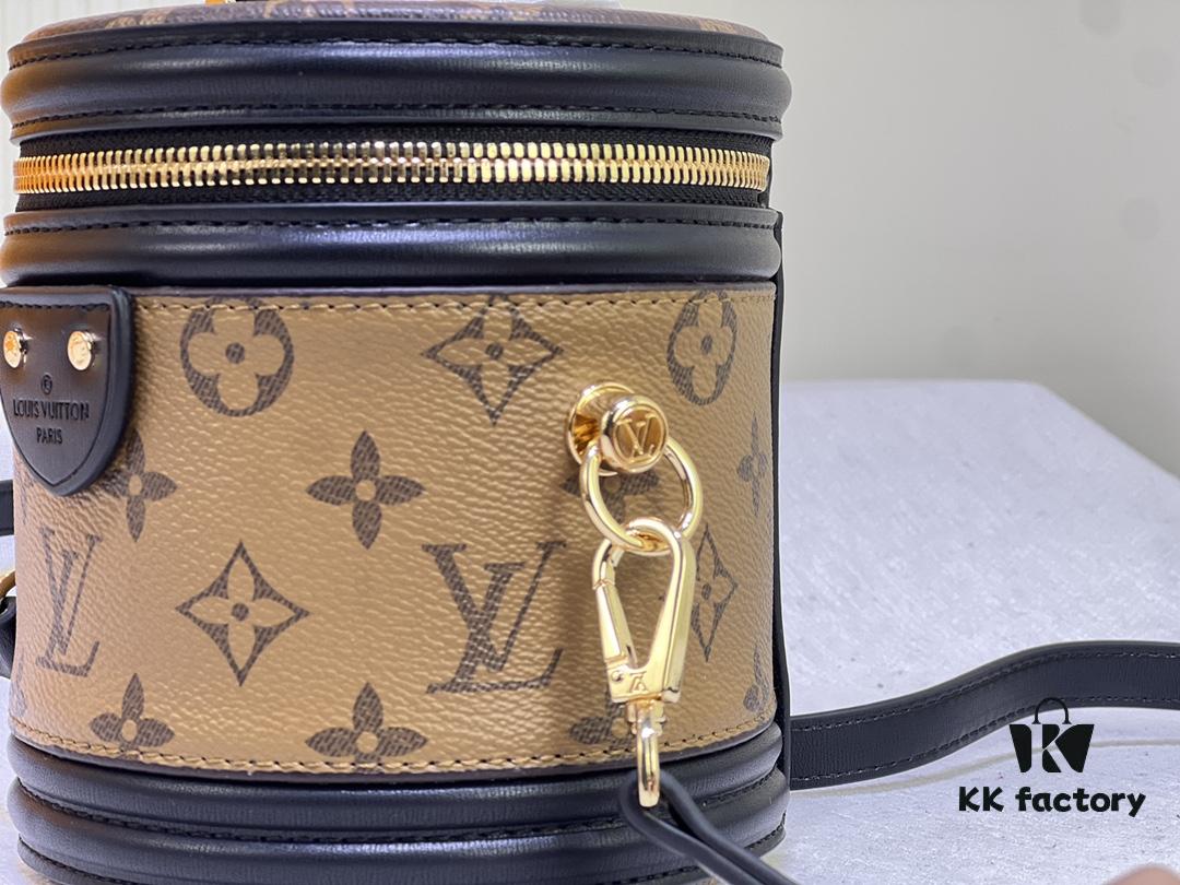Upgraded Original [Exclusive Real Photo M82952 Monogram Yellow Flower] This Nano Cannes Handbag features a cylindrical silhouette crafted from Monogram canvas, harmoniously echoing the design of a makeup case.