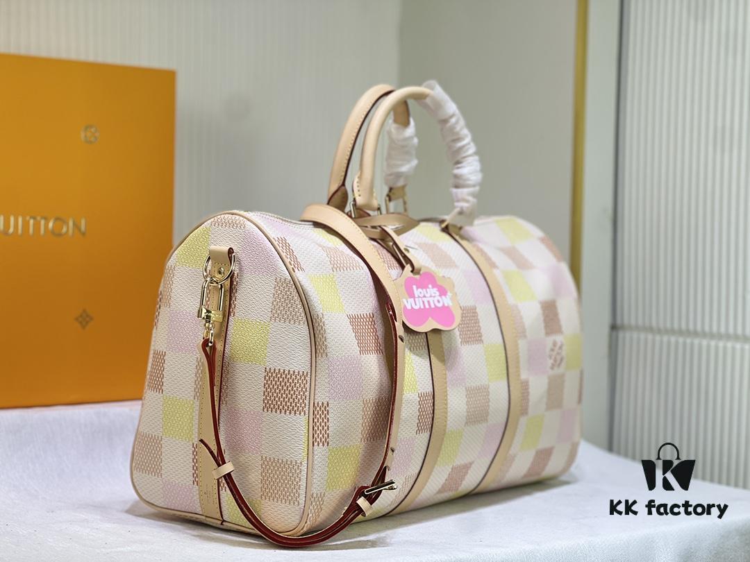 69305accf09edb6de4c4fae9 Color-Changing Leather Version 🔥 M40667 M41416 Keepall Bandoulière 50 Travel Bag in Damier Golf Coated Canvas