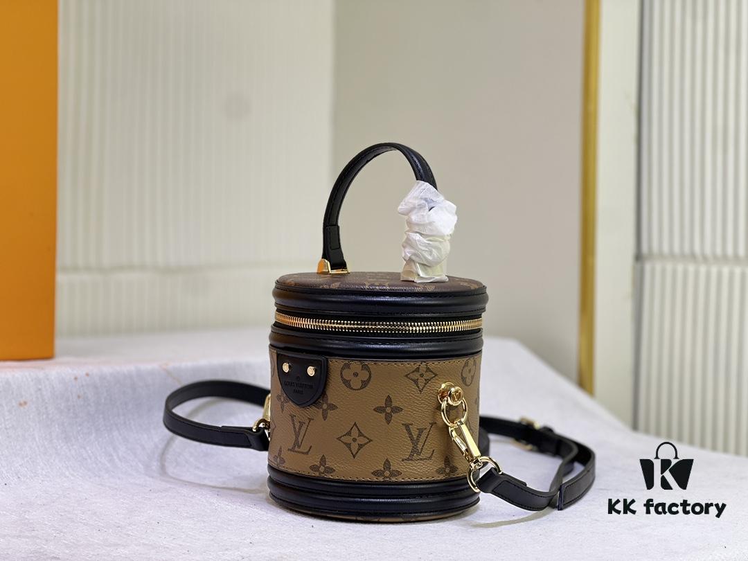 Upgraded Original [Exclusive Real Photo M82952 Monogram Yellow Flower] This Nano Cannes Handbag features a cylindrical silhouette crafted from Monogram canvas, harmoniously echoing the design of a makeup case.