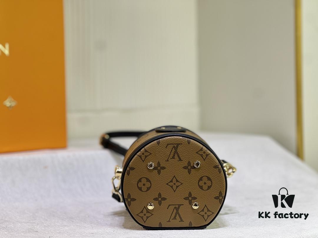 Upgraded Original [Exclusive Real Photo M82952 Monogram Yellow Flower] This Nano Cannes Handbag features a cylindrical silhouette crafted from Monogram canvas, harmoniously echoing the design of a makeup case.