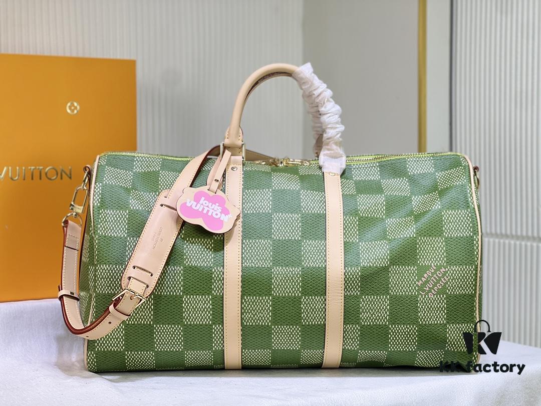 69305acef09edb6de4c4faec Color-Changing Leather Version 🔥 M40667 M41416 Keepall Bandoulière 50 Travel Bag in Damier Golf Coated Canvas