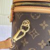 Upgraded Original Version [Exclusive Real Photo M82952 Monogram Yellow Flower] This Nano Cannes Handbag features a cylindrical silhouette crafted from Monogram canvas, echoing the design of a makeup pouch.