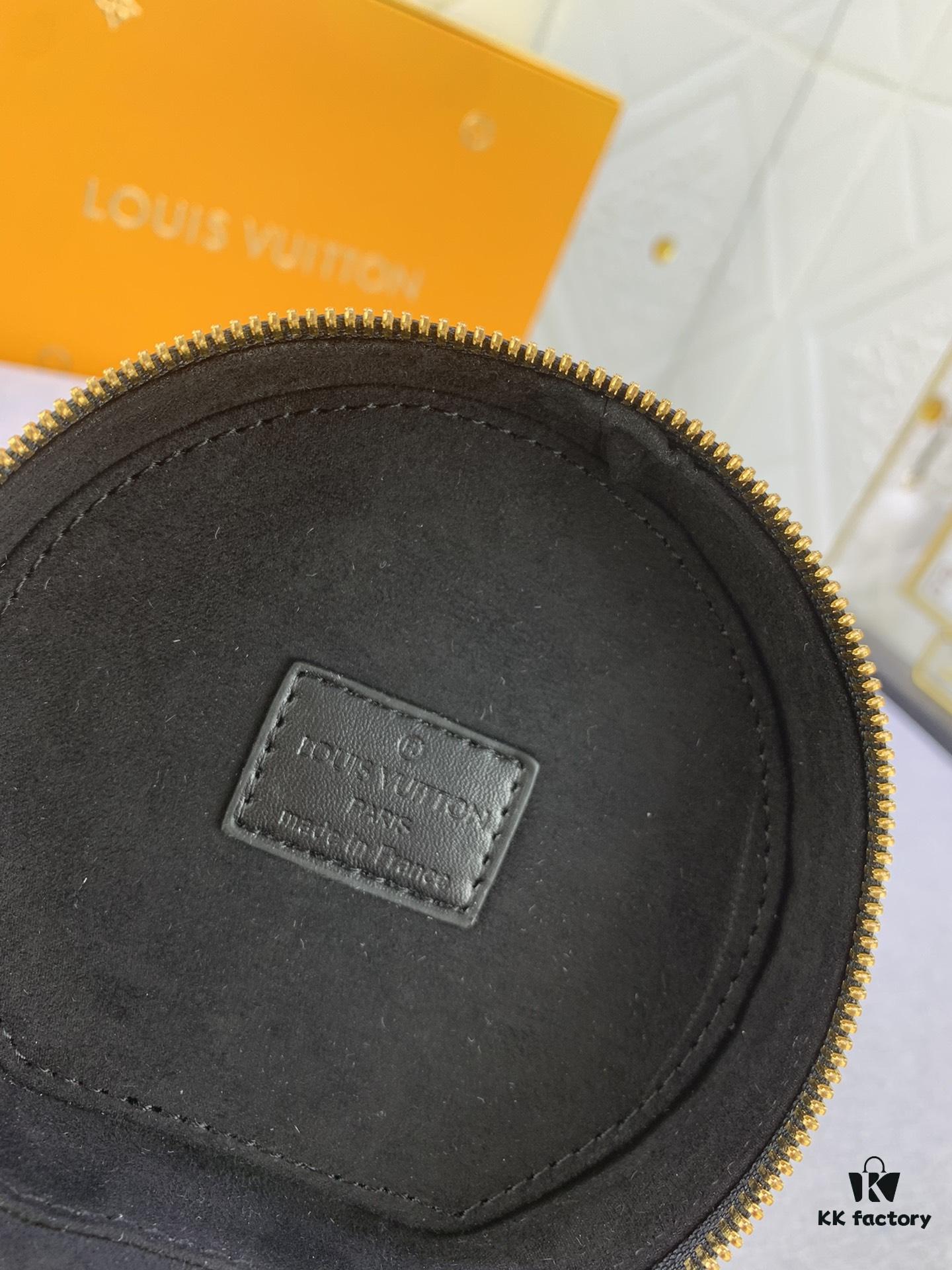 Upgraded Original Version [Exclusive Real Photo M82952 Monogram. Yellow Flower] This Nano Cannes Handbag features a cylindrical silhouette cut from Monogram canvas, echoing the design of a makeup pouch.