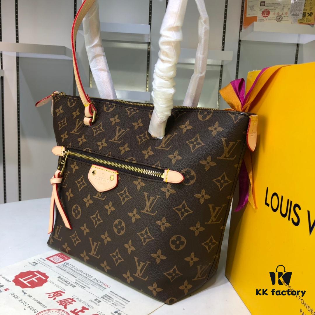 Authentic Louis Vuitton Multifunctional Shoulder Bag M42267, Small and Large Sizes, Monogram Canvas with Genuine Yellow Leather Trim