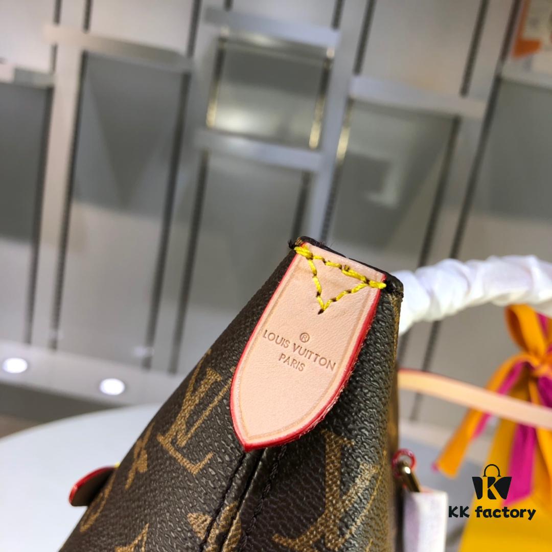 Authentic Louis Vuitton Multifunctional Shoulder Bag M42267, Small and Large Sizes, Monogram Canvas with Genuine Yellow Leather Trim