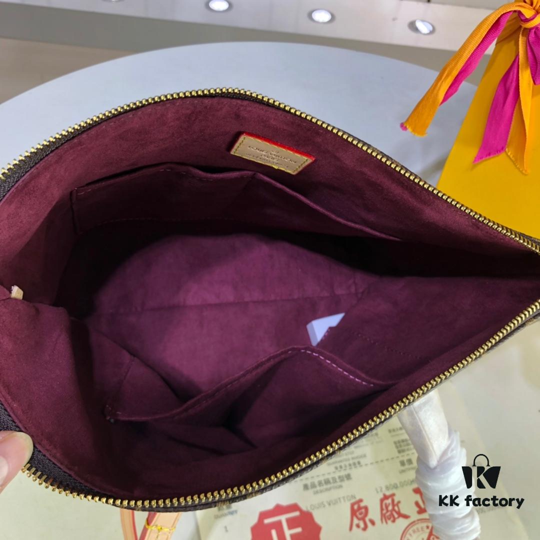 Authentic Louis Vuitton Multifunctional Shoulder Bag M42267, Small and Large Sizes, Monogram Canvas with Genuine Yellow Leather Trim