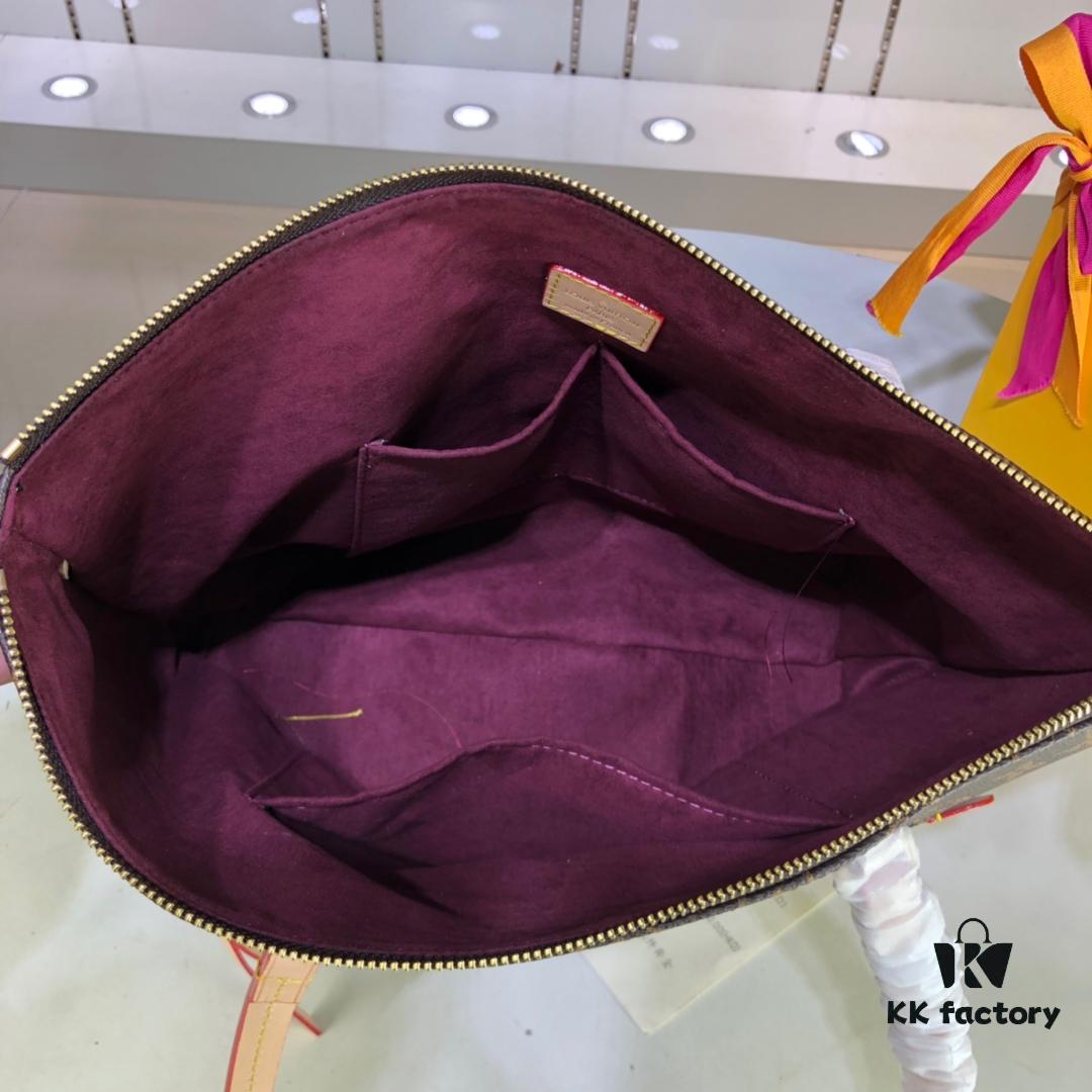 69305b61f09edb6de4c4fbfc Authentic Louis Vuitton M42267 Multifunctional Shoulder Bag in Monogram Canvas, Dual-Tone Yellow Leather Trim, Available in Small and Large Sizes
